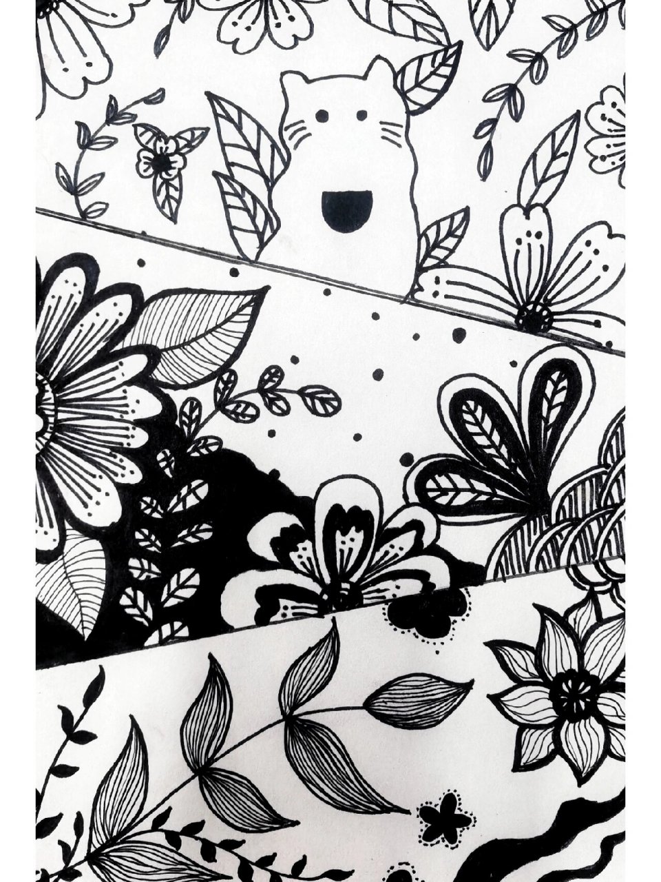 黑白装饰画(适合7～12岁) 4～6岁想挑战  可简化图3.4.