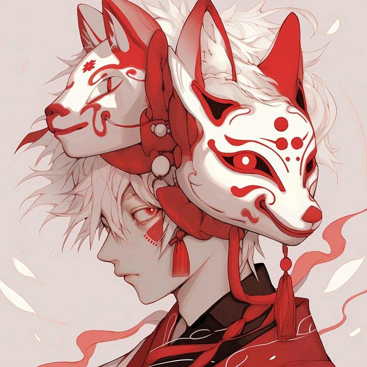 狐狸面具男生头像~      与狐狸面具少女同款红白配色扭蛋.