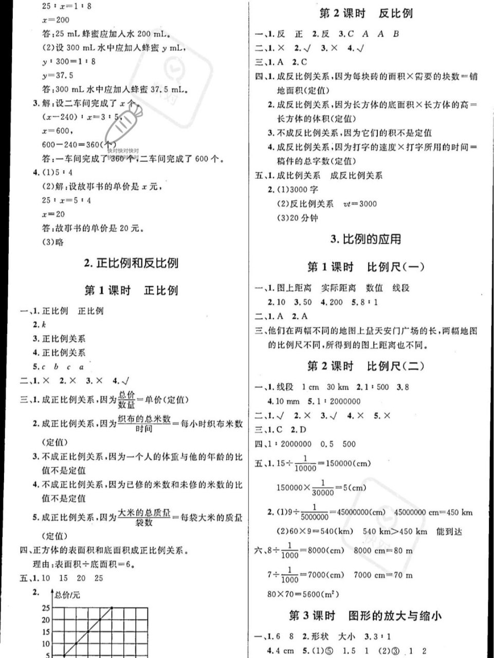 六年级下册数学同步解析与测评的答案