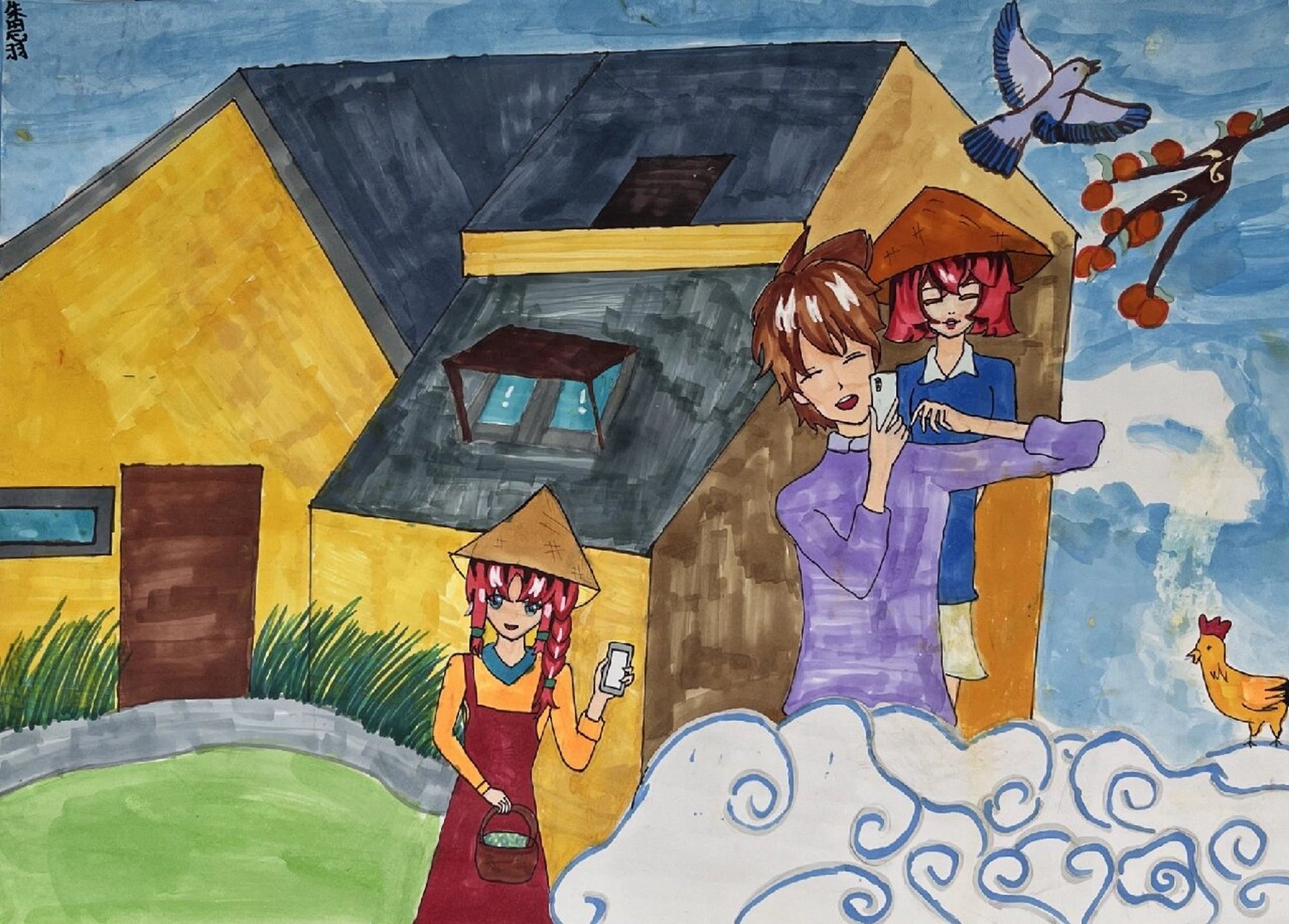 振兴乡村,美丽乡村,10,  11, 12岁学生绘画作品!