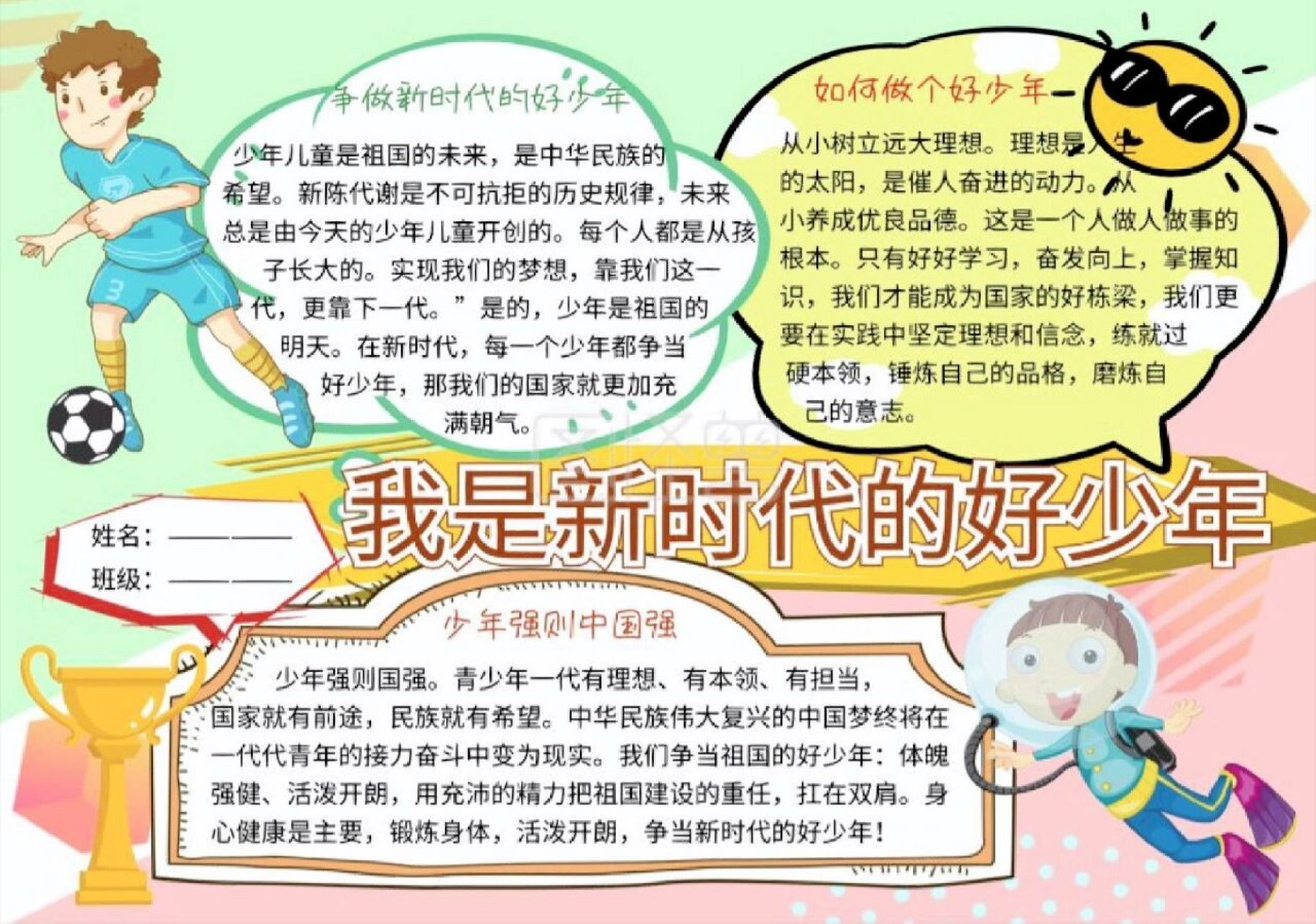 学习20大,我做好少年手抄报参照模板91