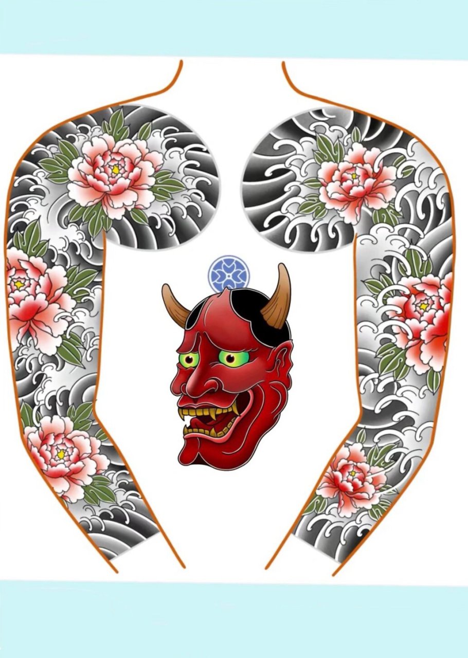 双半甲花臂纹身手稿 双半甲花臂纹身手稿