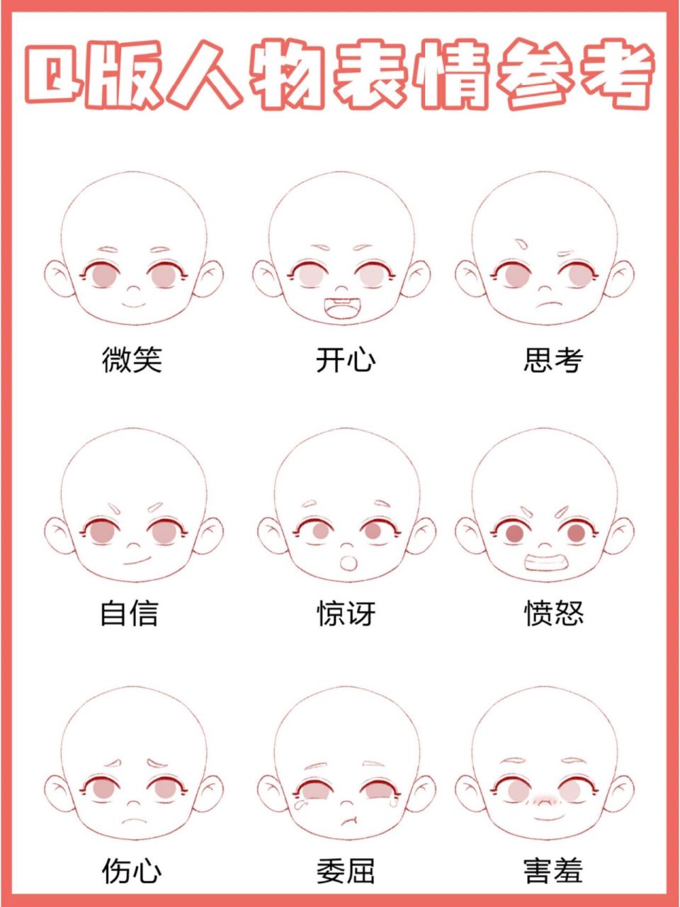 各种人物表情画法参考 95表情丰富的脸怎么画,想必是很多插画初学者