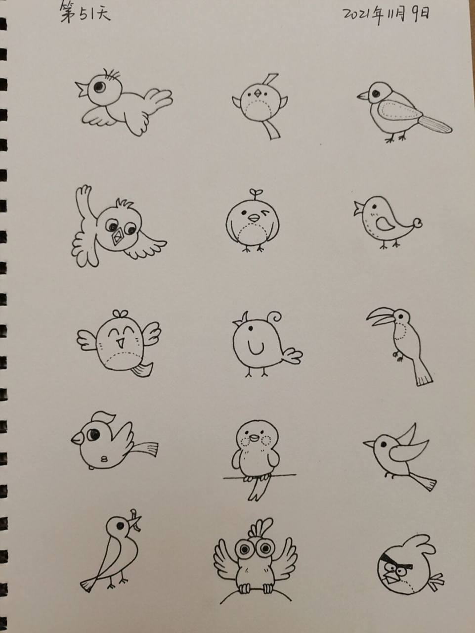 控笔练习/小小鸟简笔画,简单易上手70 7715绘画练习第51天[亲吻