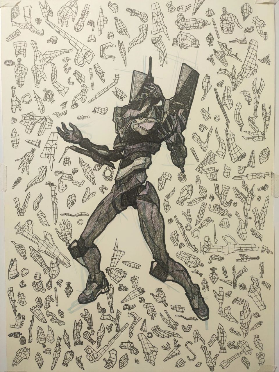 16小时画eva初号机,自虐式整活 新世纪福音战士估计是大部分爱机甲的