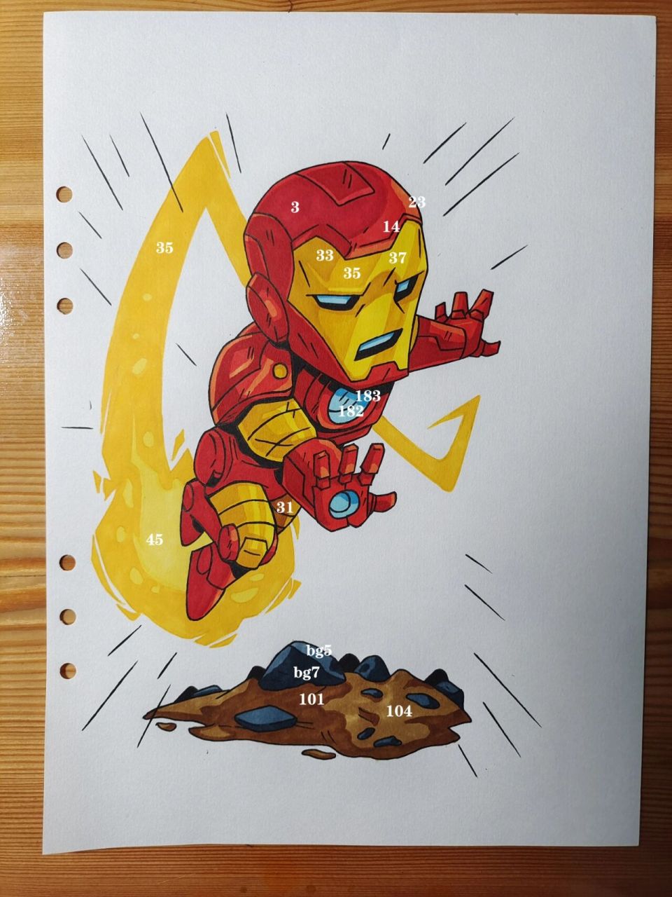漫威系列钢铁侠(附原图)   钢铁侠手绘,临摹插画师derek laufman,最后
