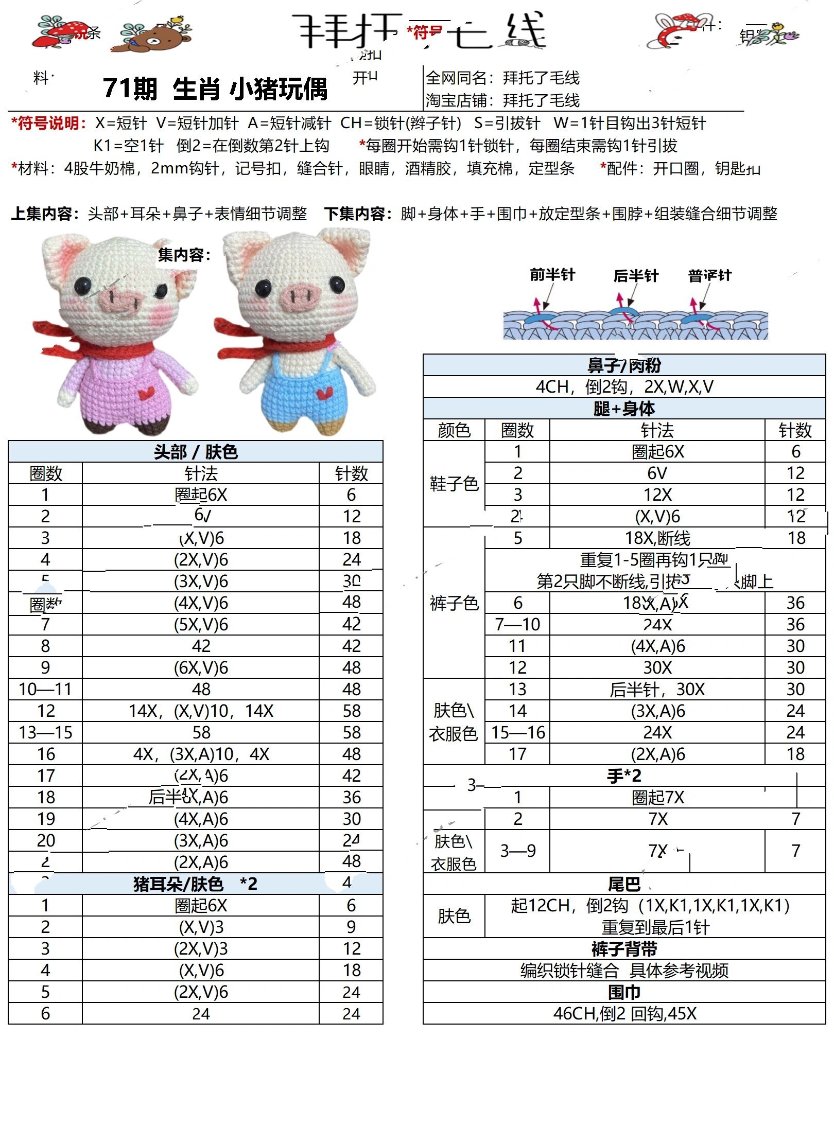 小猪勾线玩偶教程图片