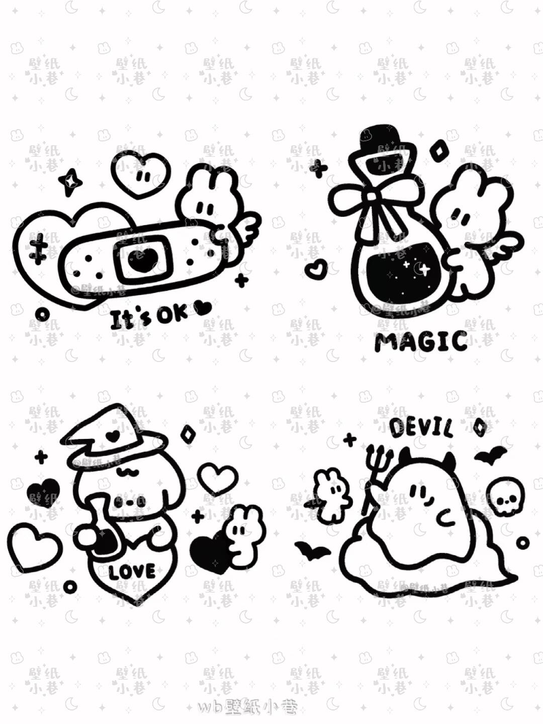 原创 | 黑白简笔画 ins风线条简笔画 背景图