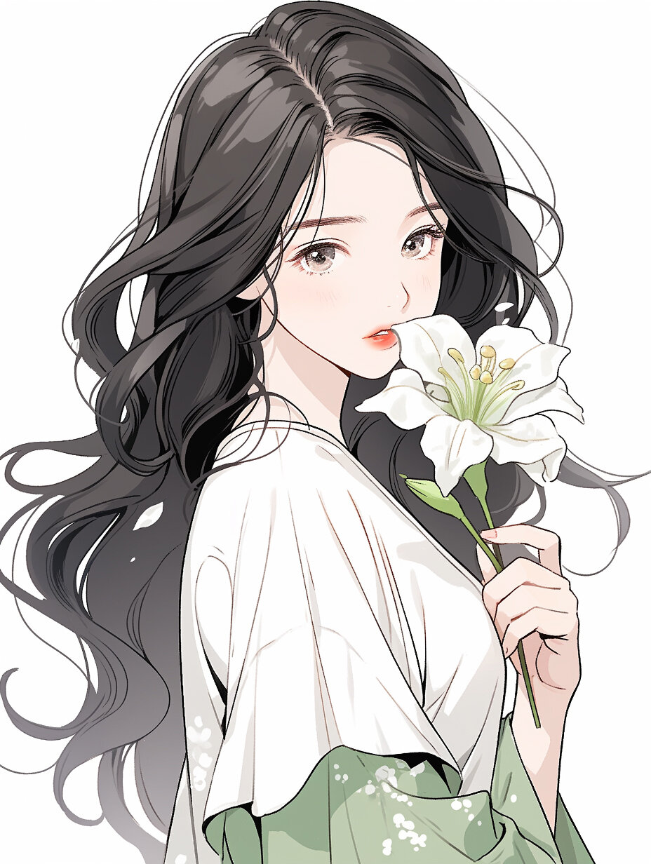 捧花女生头像