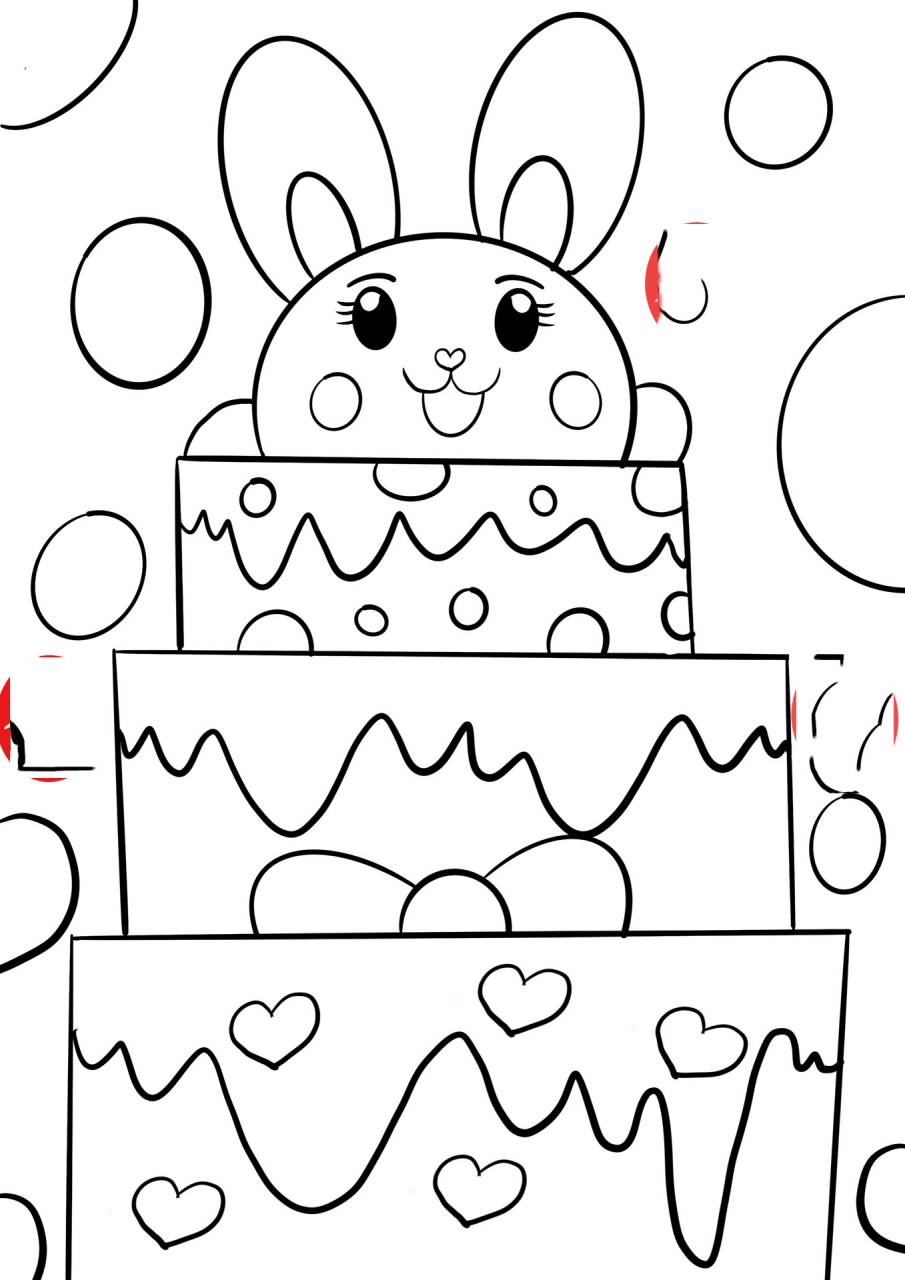 生日蛋糕儿童创意画(附线稿)