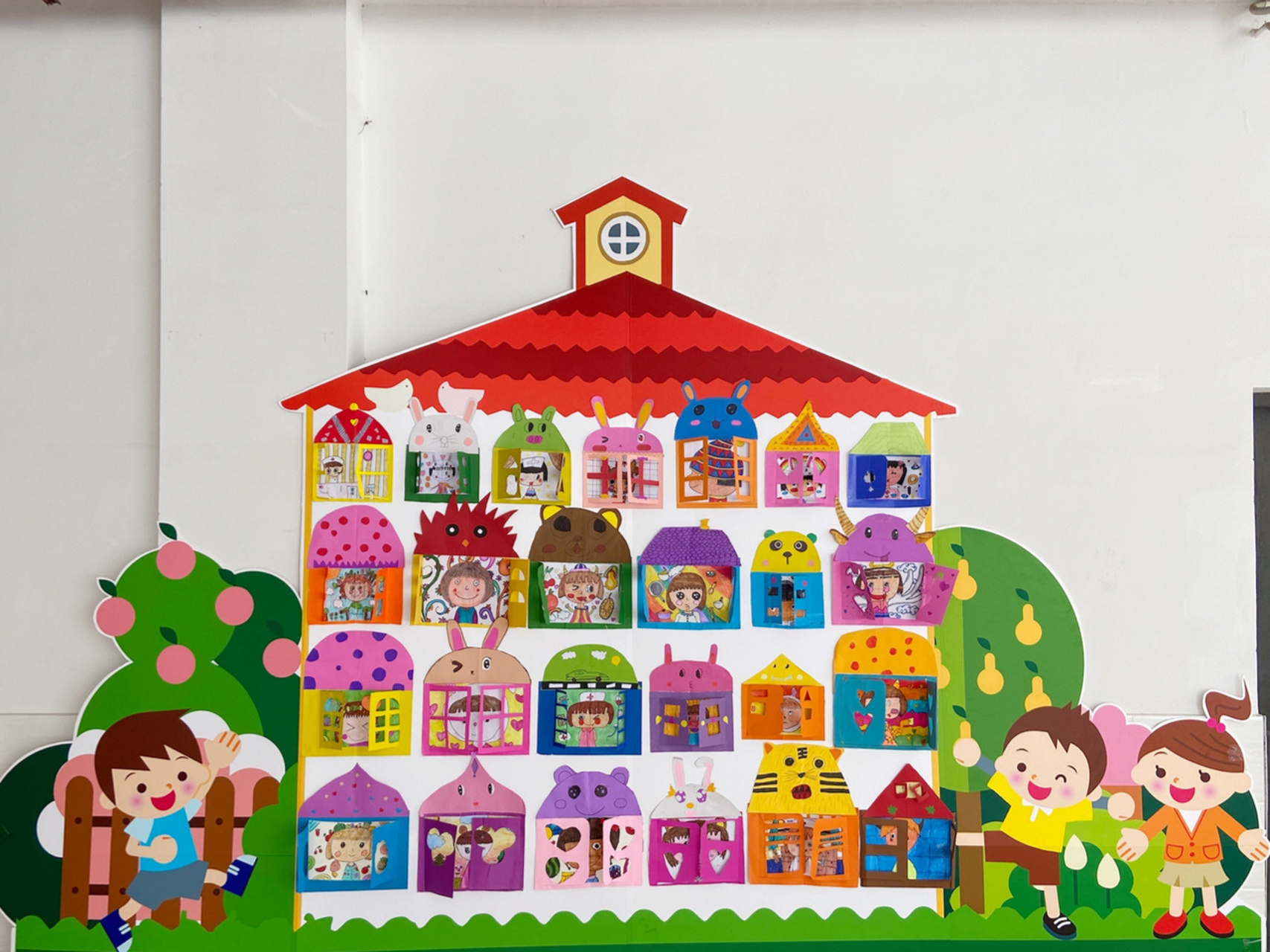 左邻右舍窗户儿童画 湘教版美术二年级 左邻右舍