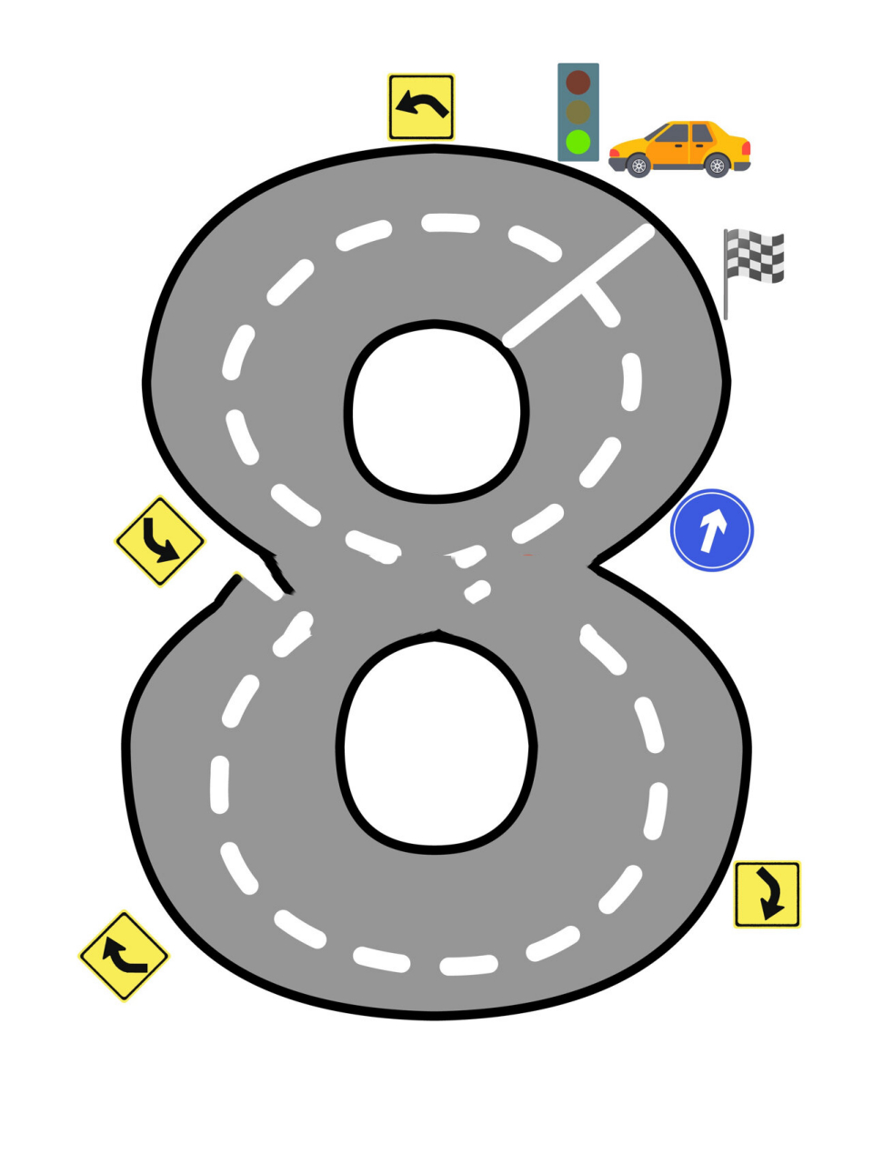 幼儿园环创控笔训练数字公路0-9可打印素材 幼儿园数字0-9书写教学 控