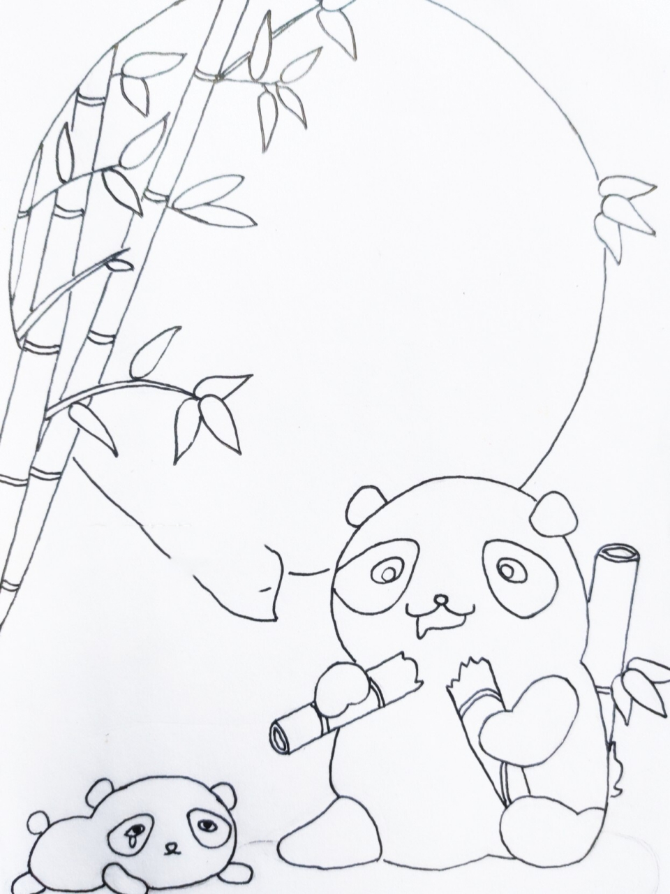 熊猫竹子简笔画趴着图片