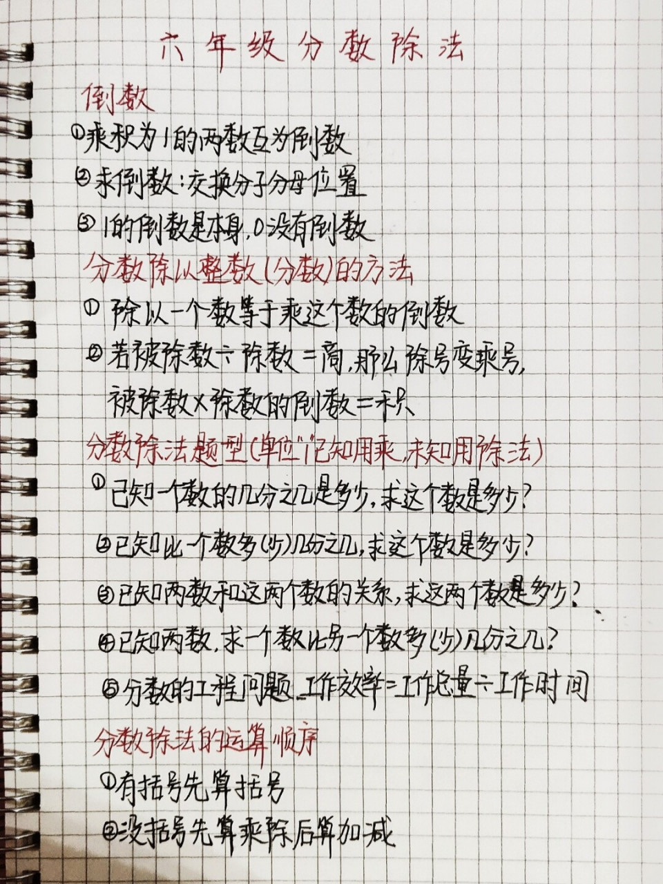 六年级分数除法学不会算我输91 请记住我的笔记 #小学数学怎么学