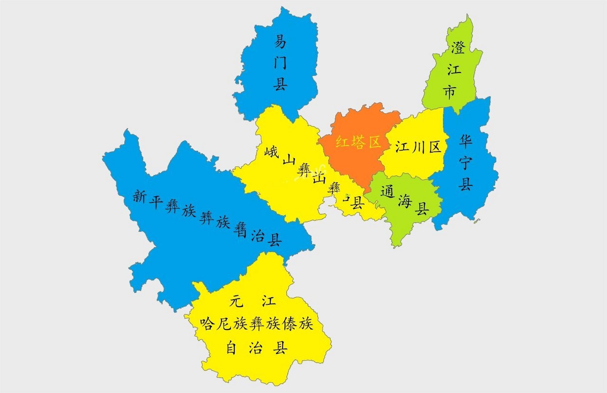 云南行政区划地图@玉溪市 玉溪市,是聂耳故乡,云烟之乡,位于云南省