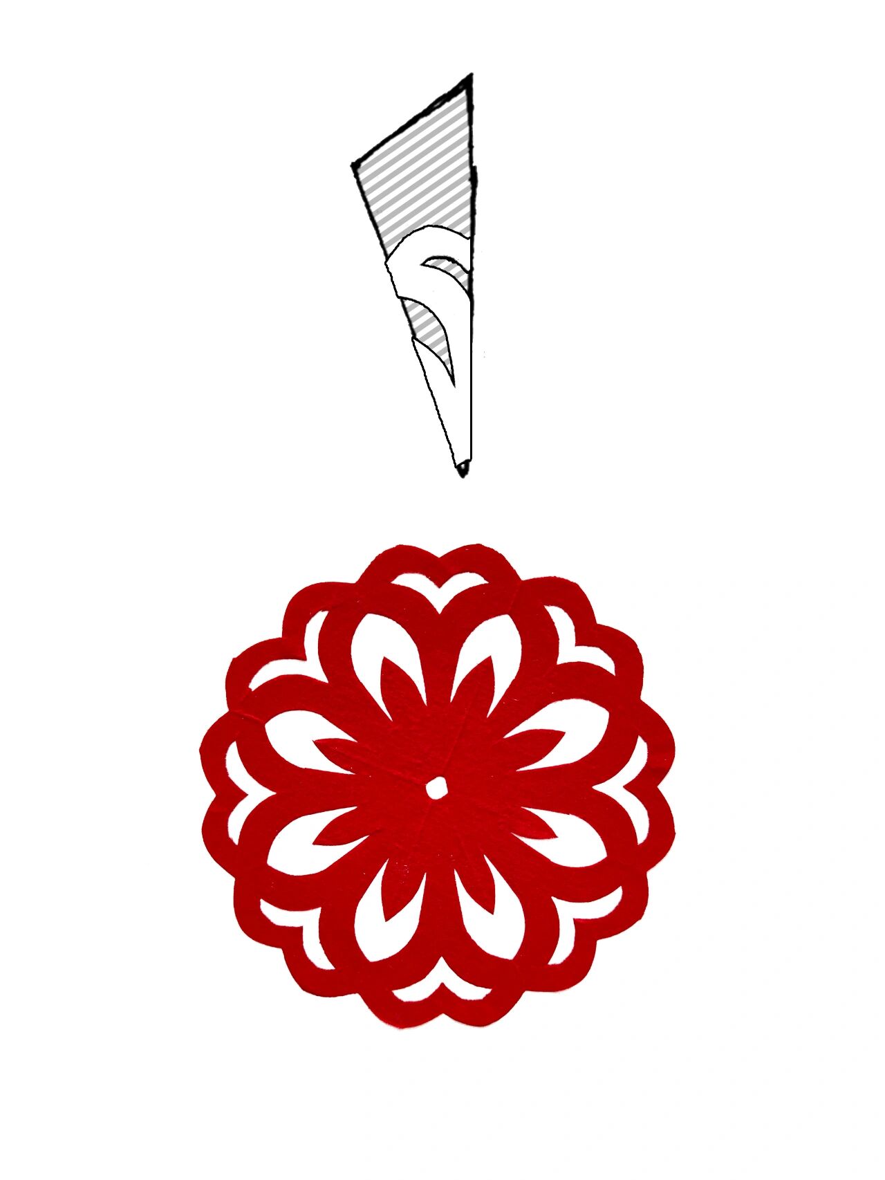 四折八角小团花剪纸练习