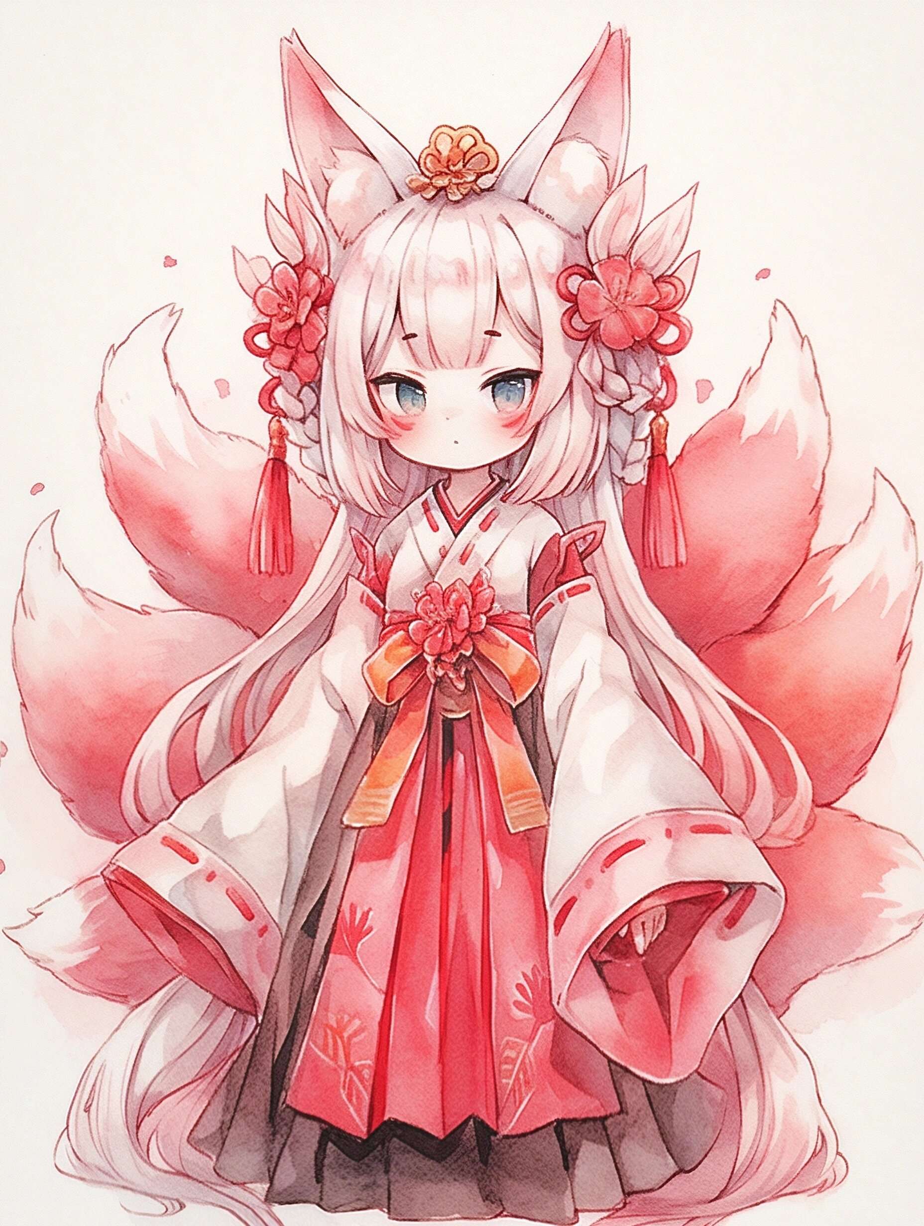 粉色九尾狐古风壁纸