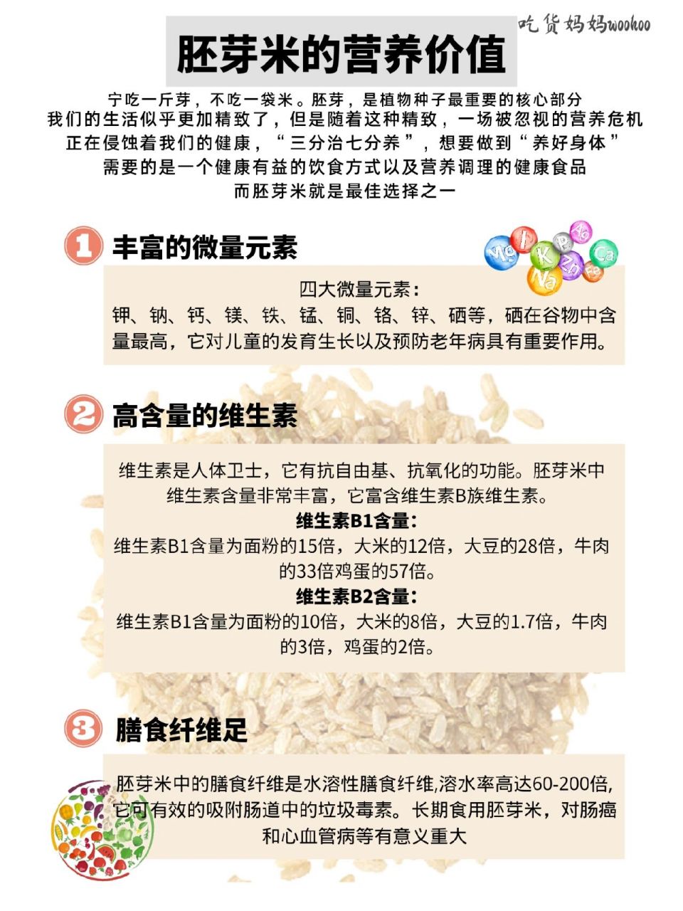 它的种类甚多,最近又以好处多多的「胚芽米」广受大家提倡和喜爱; 吃