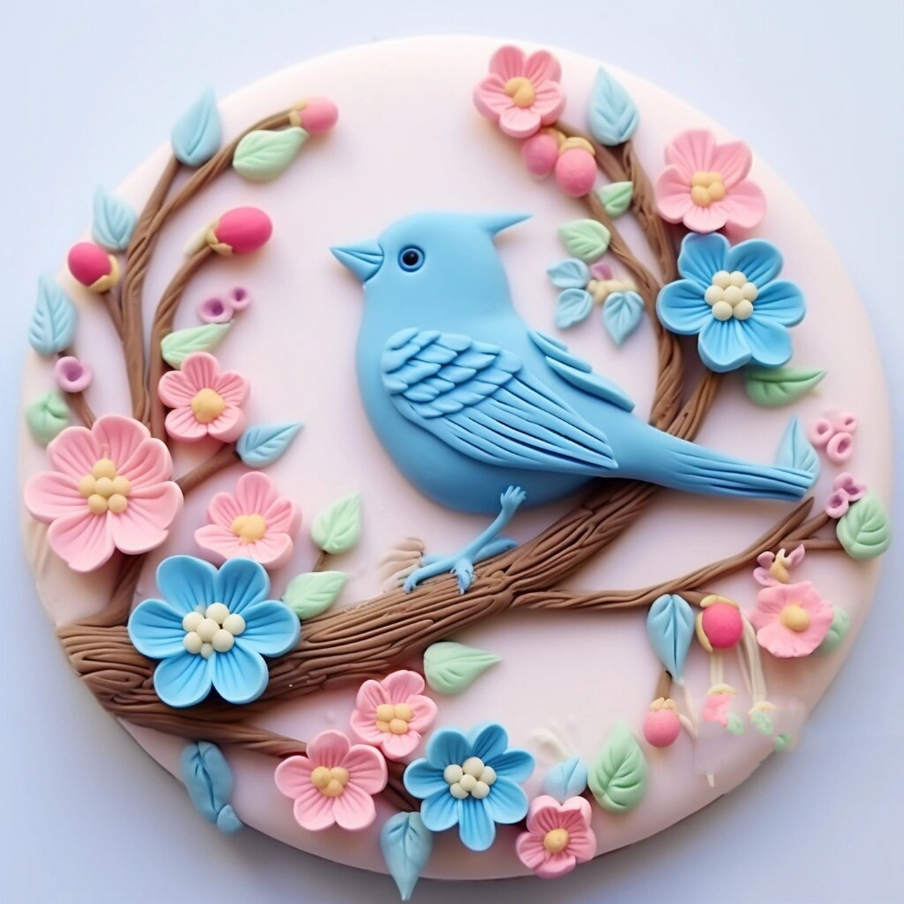 粘土~书上的小鸟创意手工粘土画