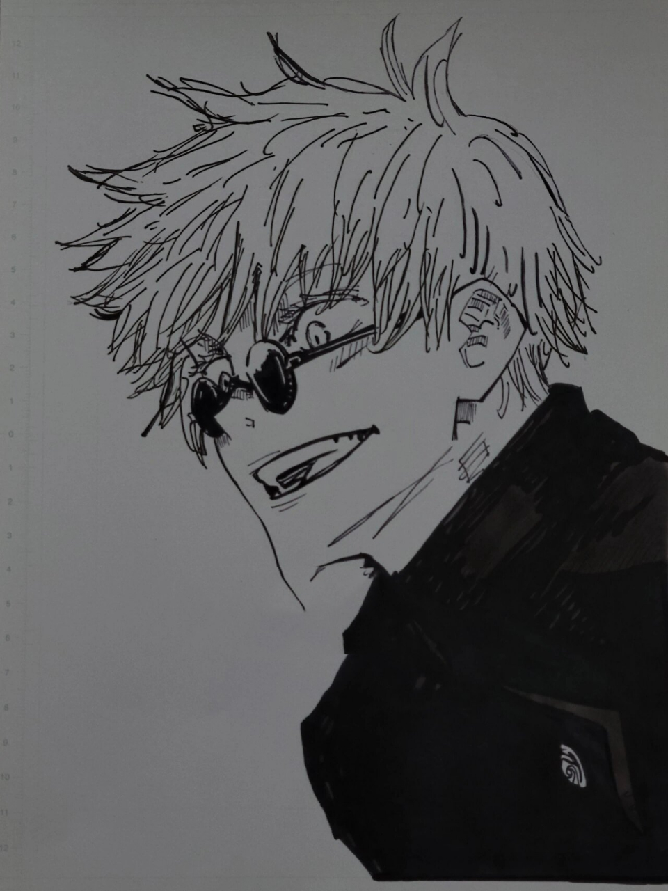 五条悟手绘‖你在哭吗? 马克笔黑白手绘