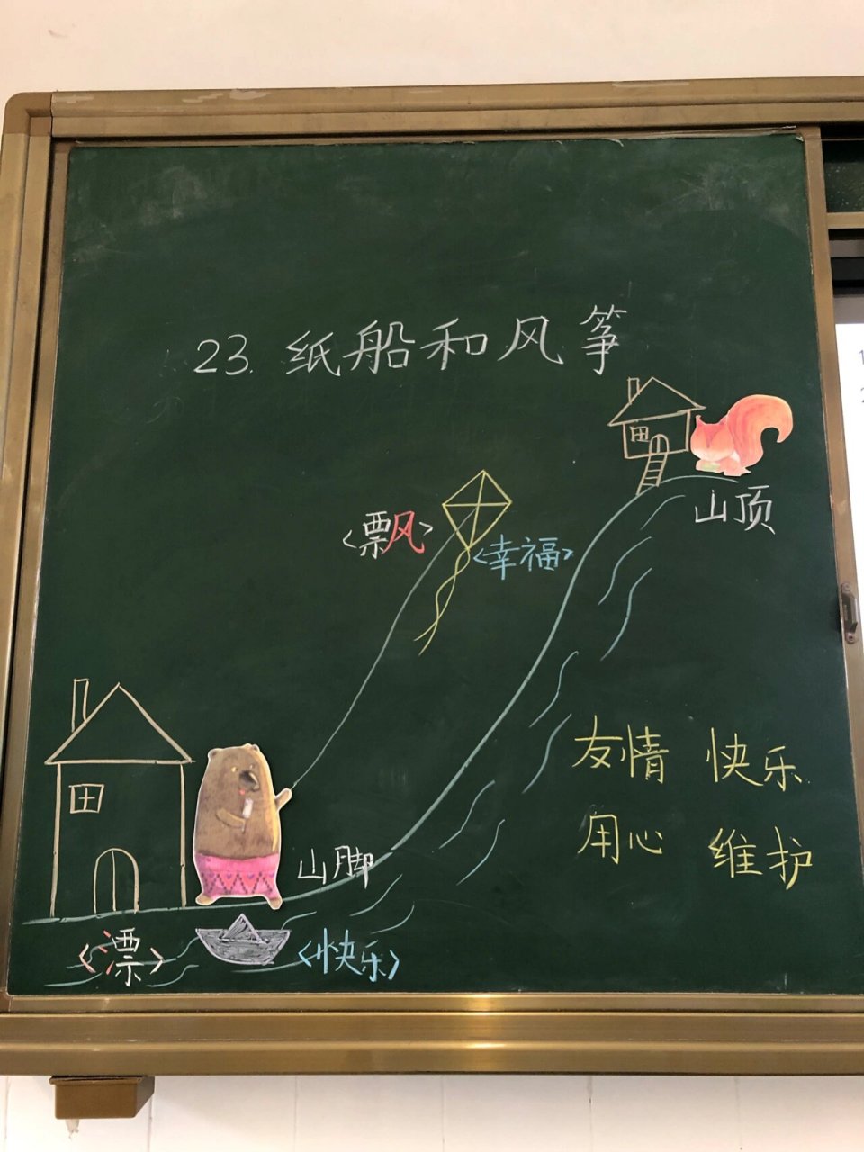 二年级上册语文 | 《纸船和风筝》 | 板书设计 友情给人带来快乐,需