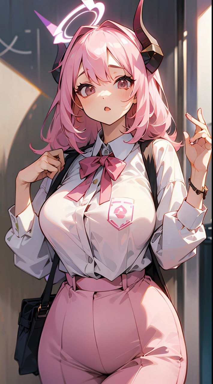 动漫女孩壁纸 | 聊天背景 girl with pink hair and white shirt