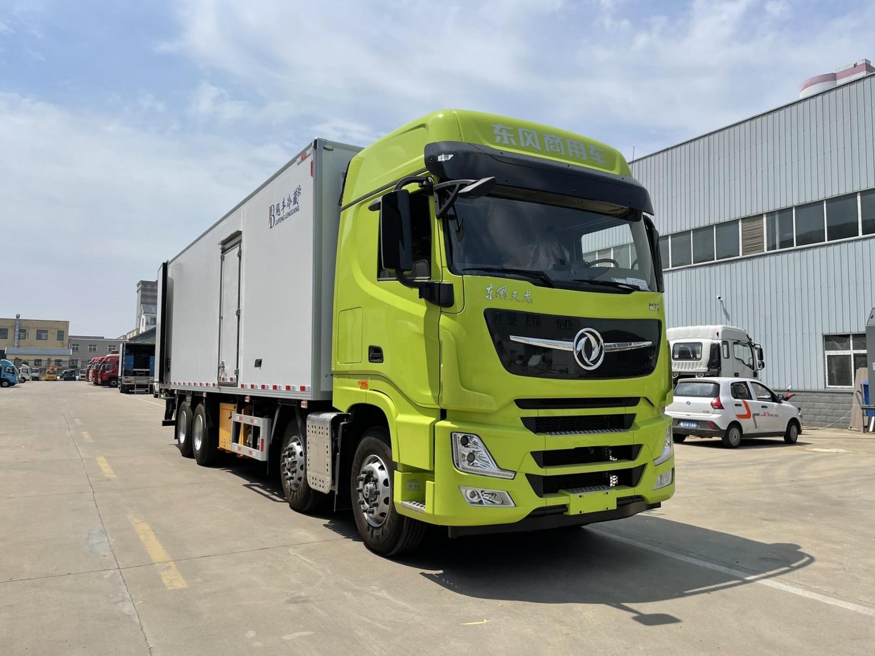 9米6冷藏车东风天龙kx旗舰亮眼荧光绿.