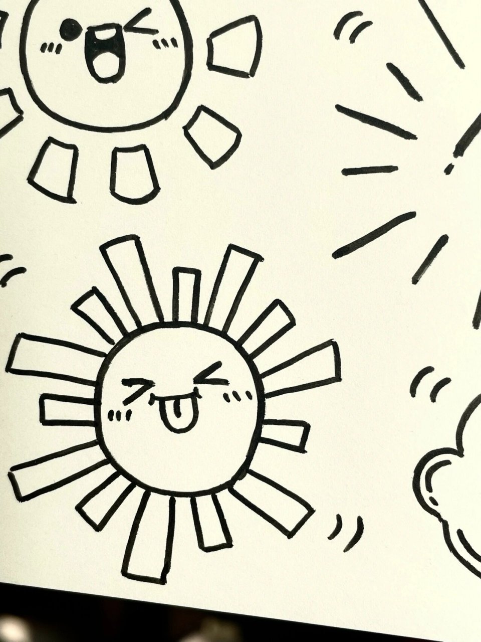 77/100简笔画|可爱的太阳98小表情手帐素材 96打卡一张小太阳素材
