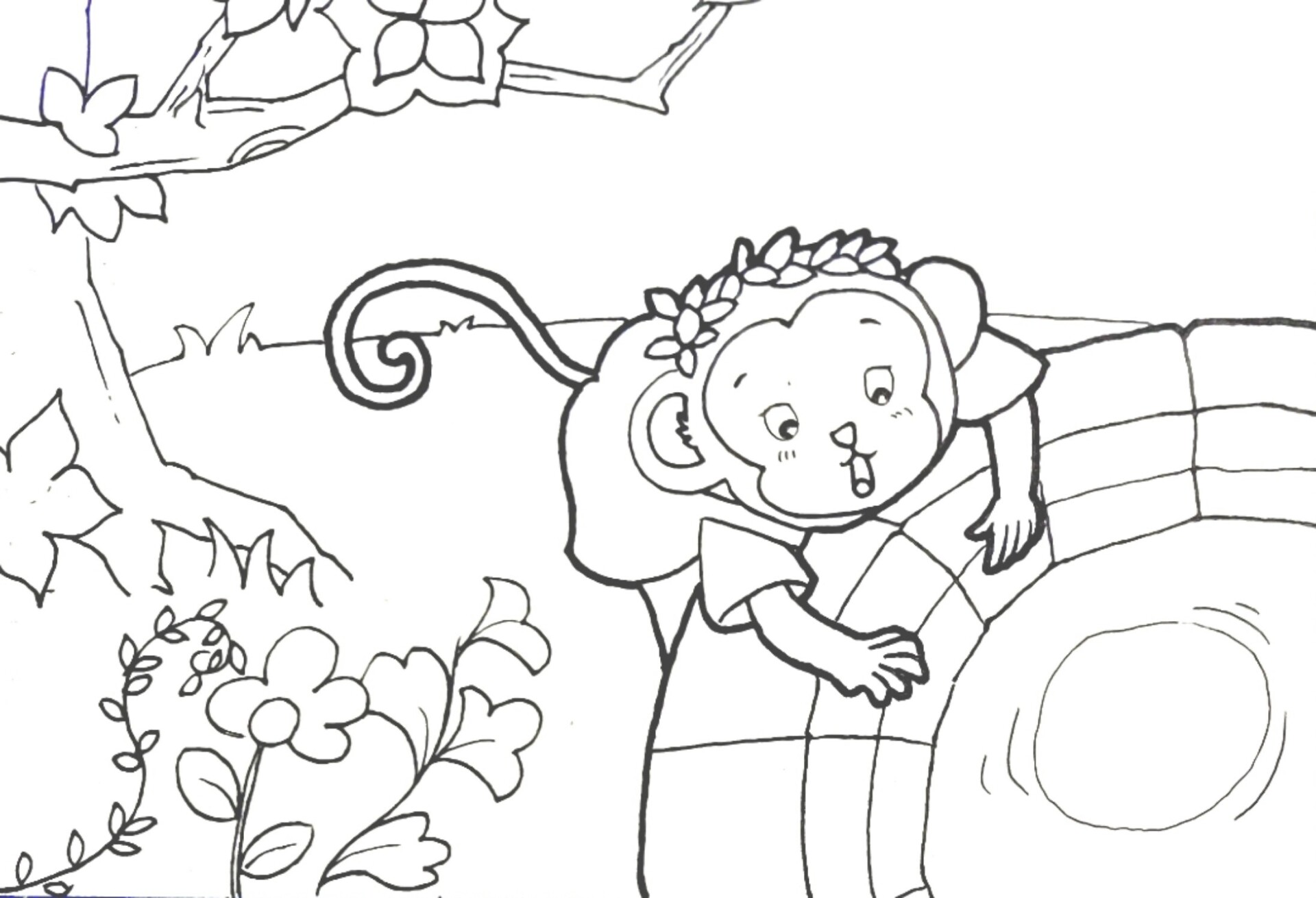 儿童简笔画(猴子捞月) 寒假作业(10) 还差一张还差一张 简笔画的寒假