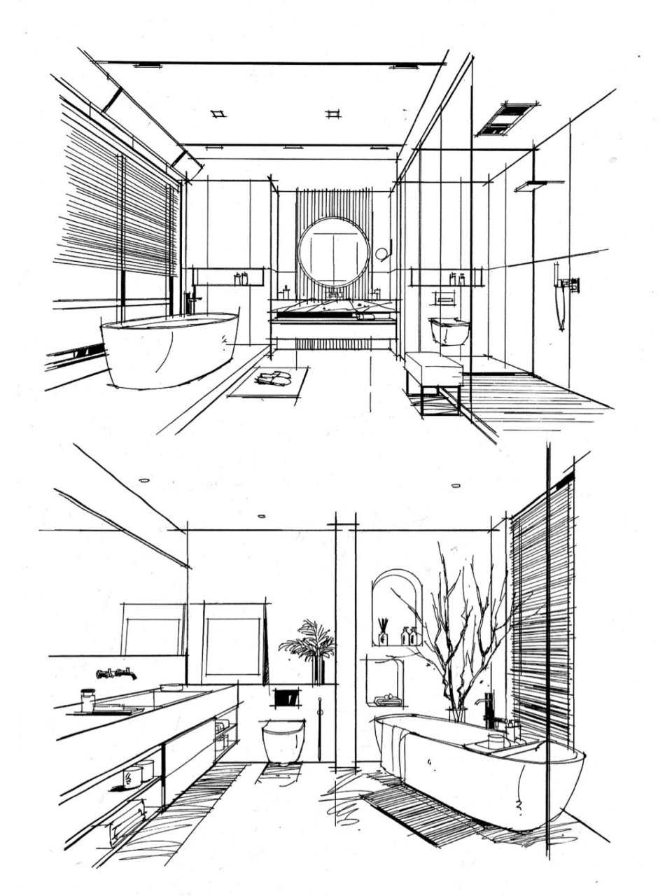 家居空间卫生间手绘效果图表达(附线稿) 作品出自庐山艺术特训营巧丽