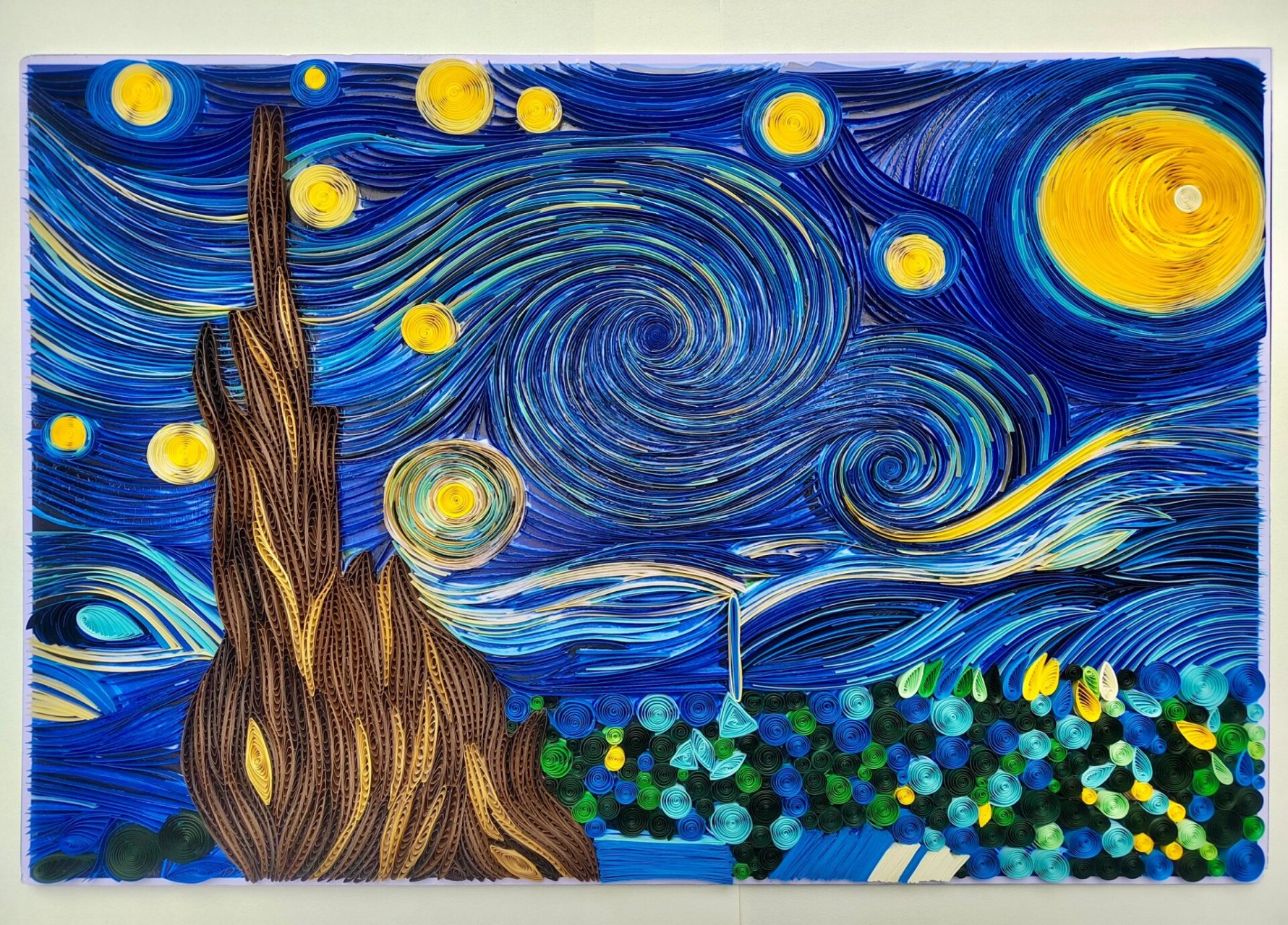 衍纸·梵高 做了一幅a2的梵高 配的白色相框9815