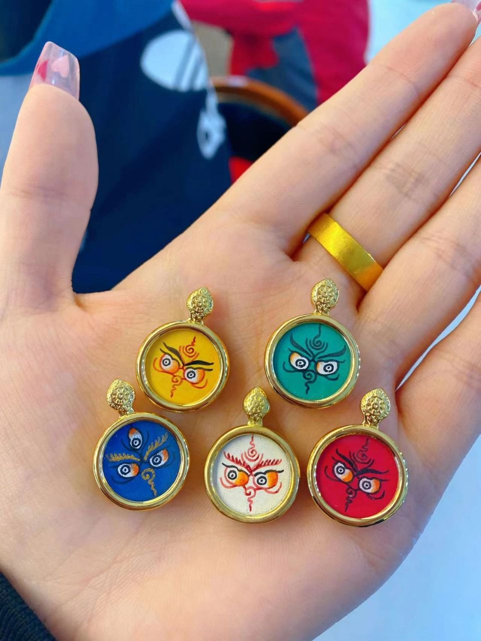 藏区艺术唐卡——五路财神眼   大师67纯手绘唐卡藏族财神眼,67