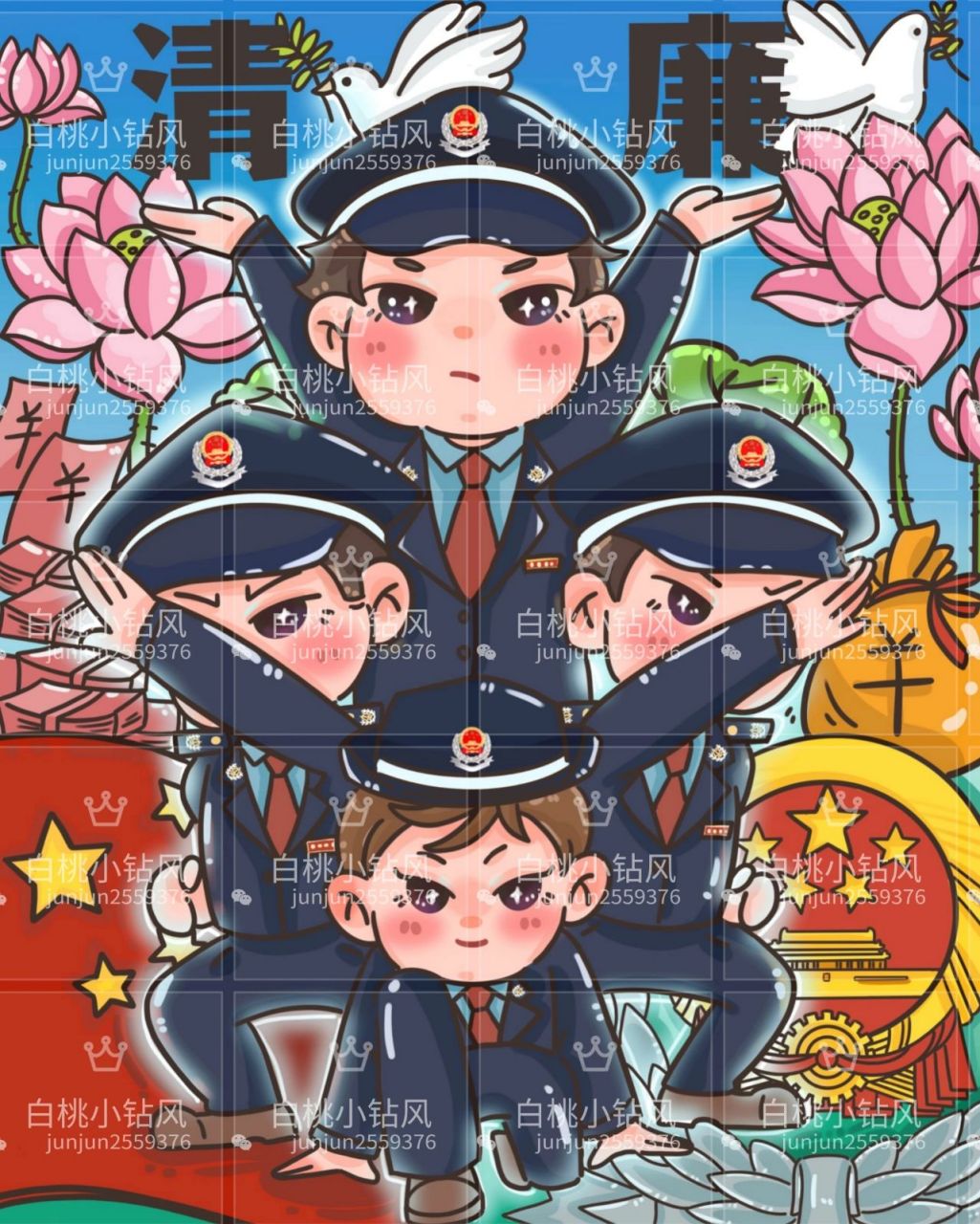 廉洁海报～廉洁漫画 原创漫画 手绘 企业文化 廉洁手抄报 党风廉洁