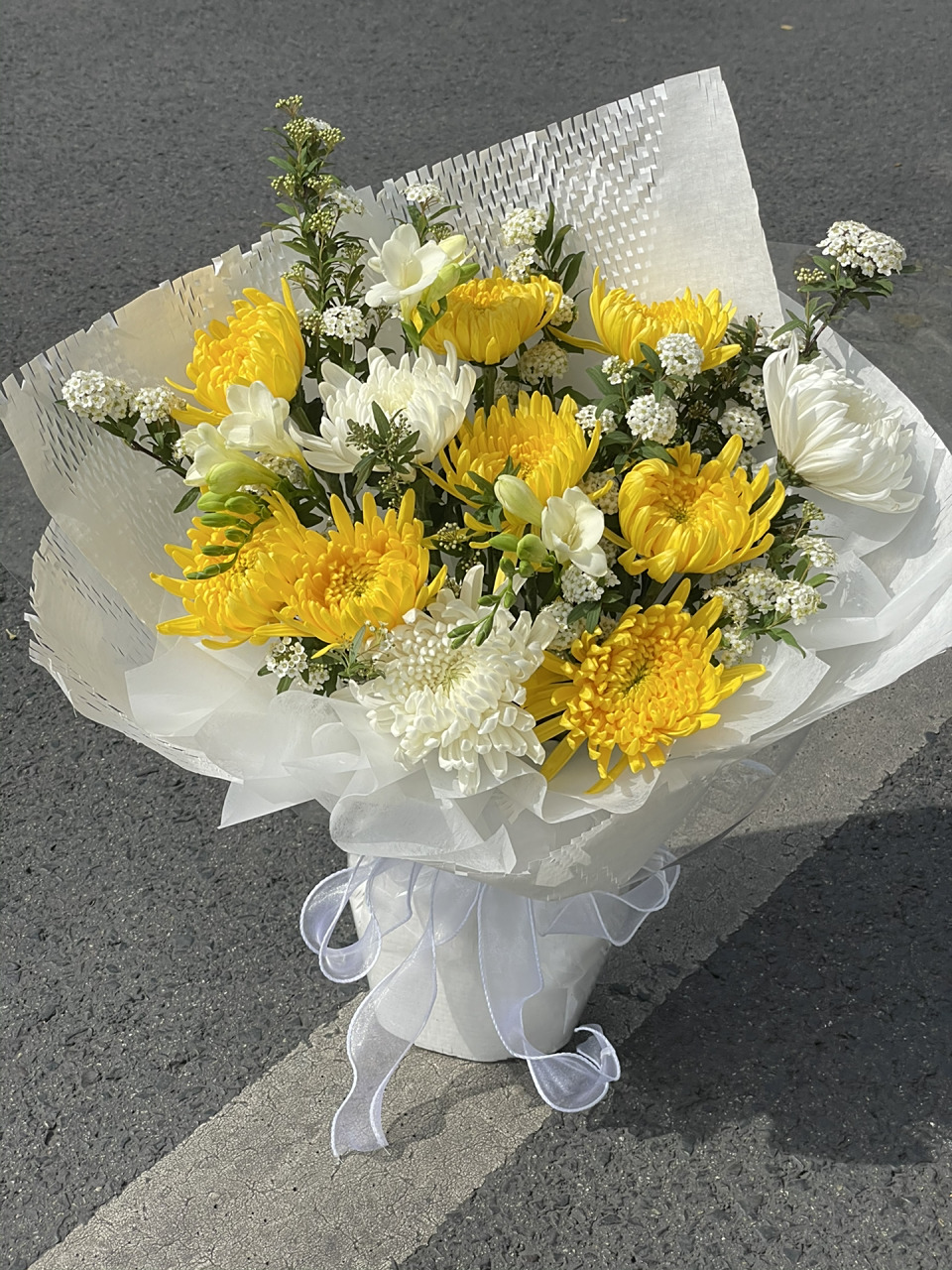 清明祭祀11支大菊花黄色菊花白色菊花花束