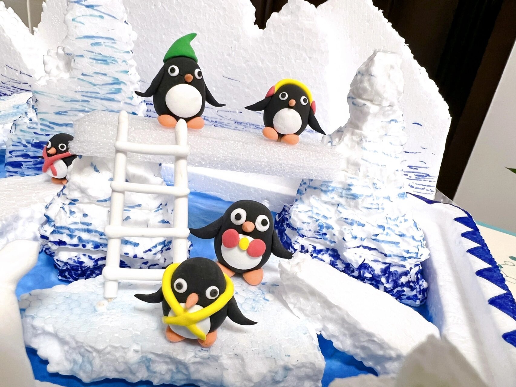 南极企鹅彩泥 超轻粘土 南极企鹅,冰川,雪山,我的第二个彩泥作品,完成