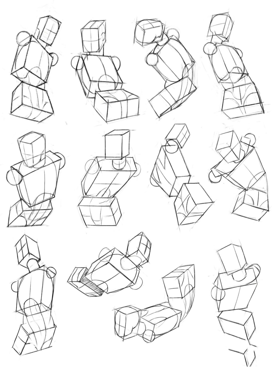 人体体块几何结构图图片