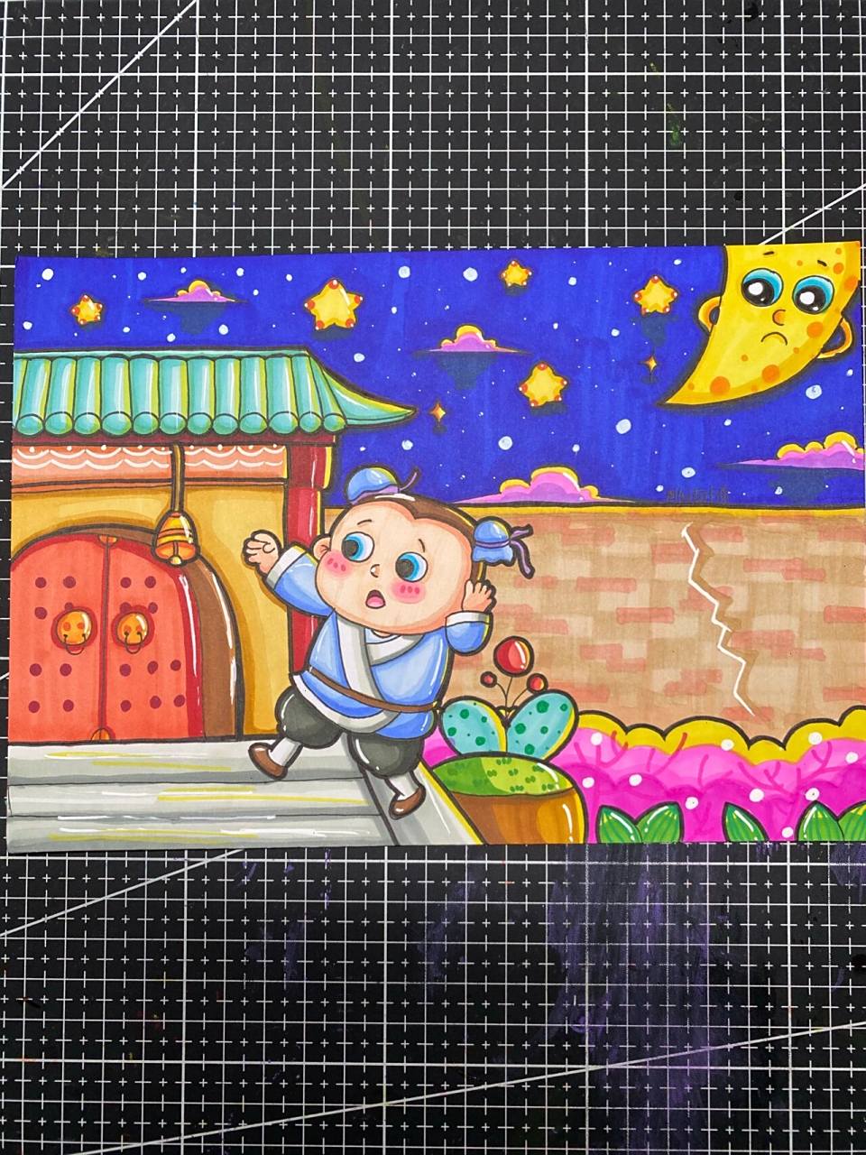 原创儿童画|《掩耳盗铃》|故事|马克笔绘画 桃子原创临摹注明出处