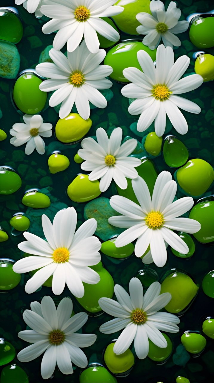 绿色护眼鹅卵石小雏菊壁纸 心存阳光,必有诗和远方955304