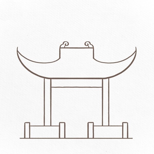 原创|简笔画|建筑|亭|古风|步骤