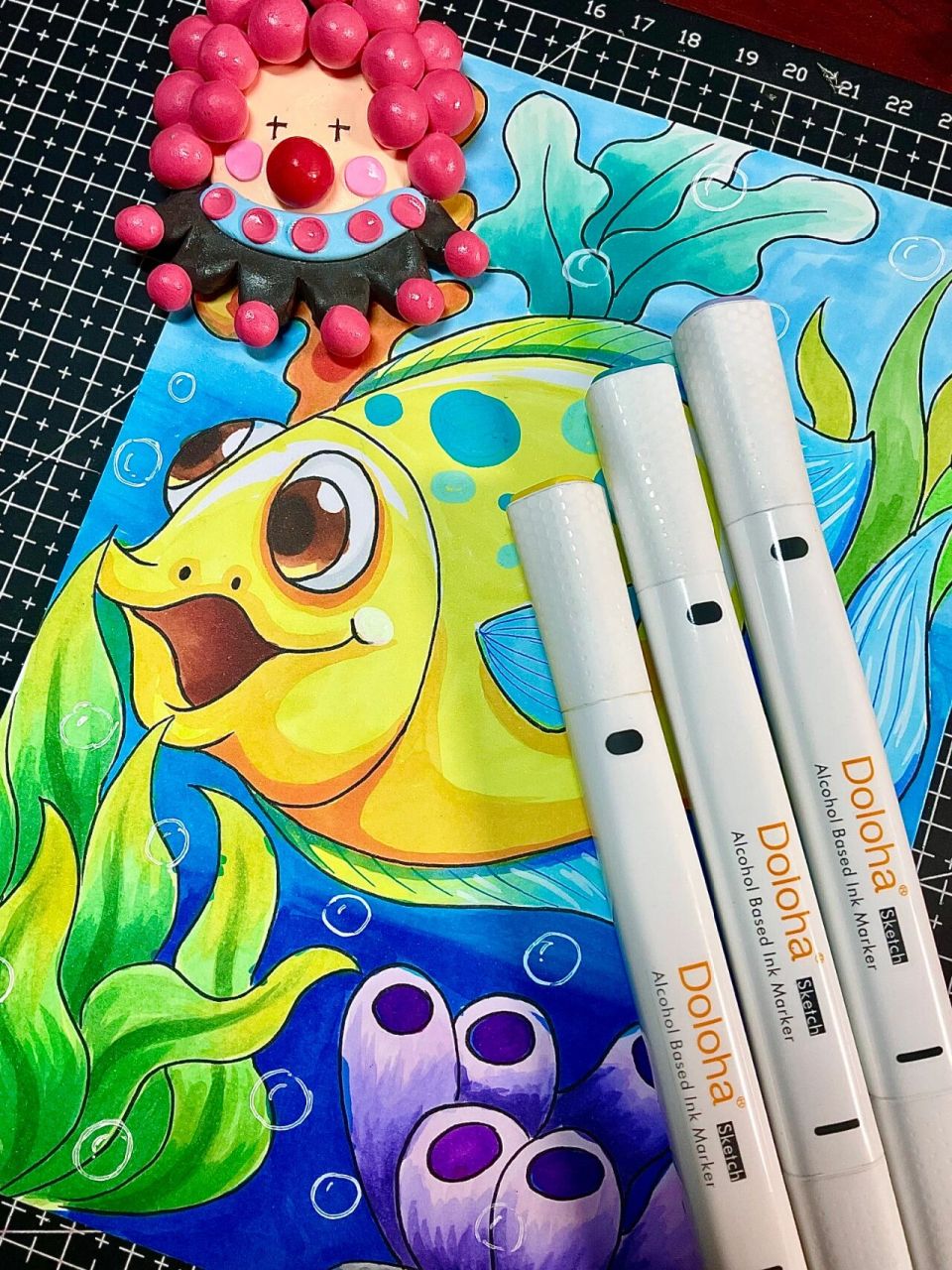 马克笔儿童画—《小丑鱼4》