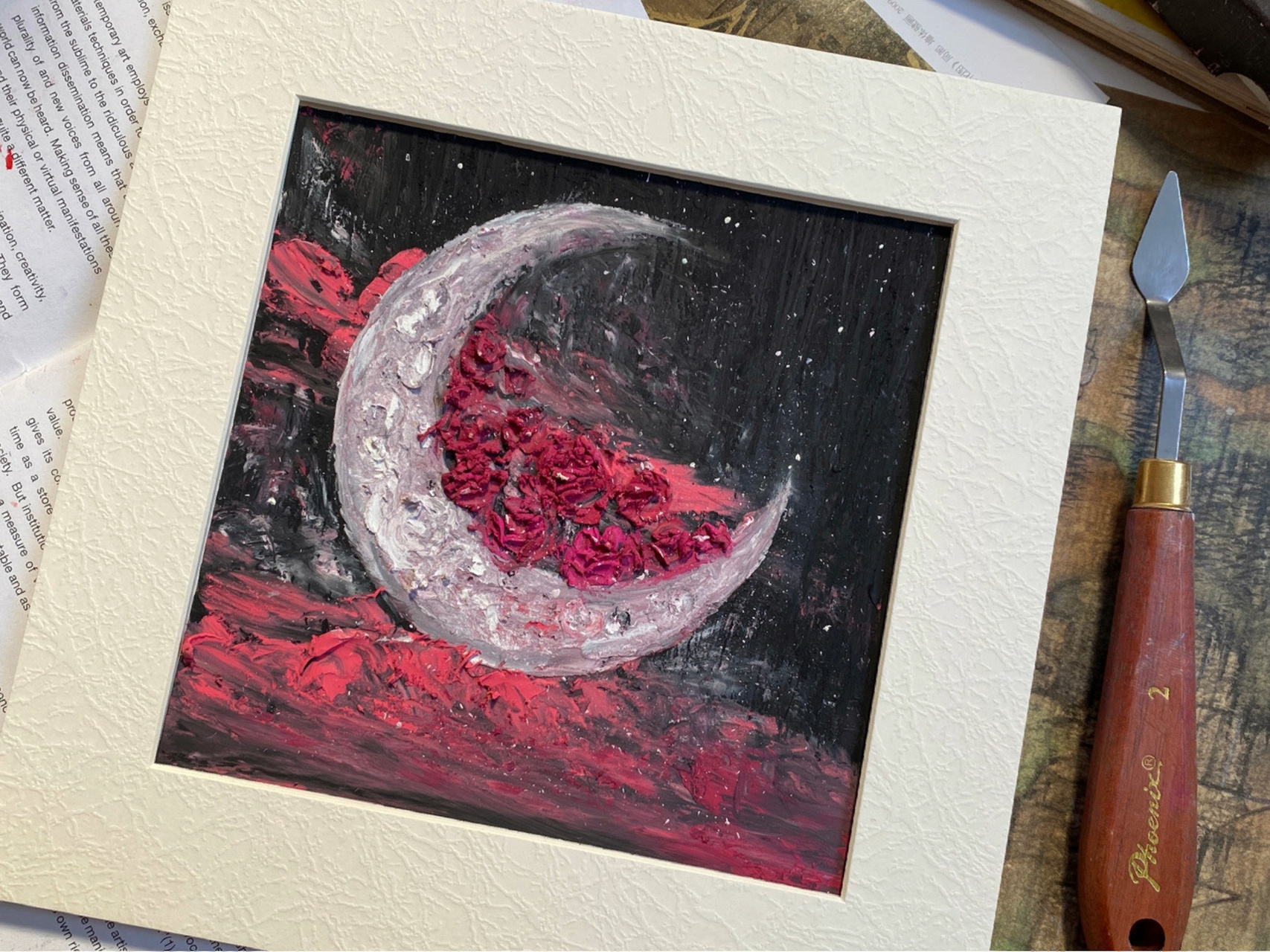 油画棒|玫瑰星云08绘画过程 来自宇宙的浪漫