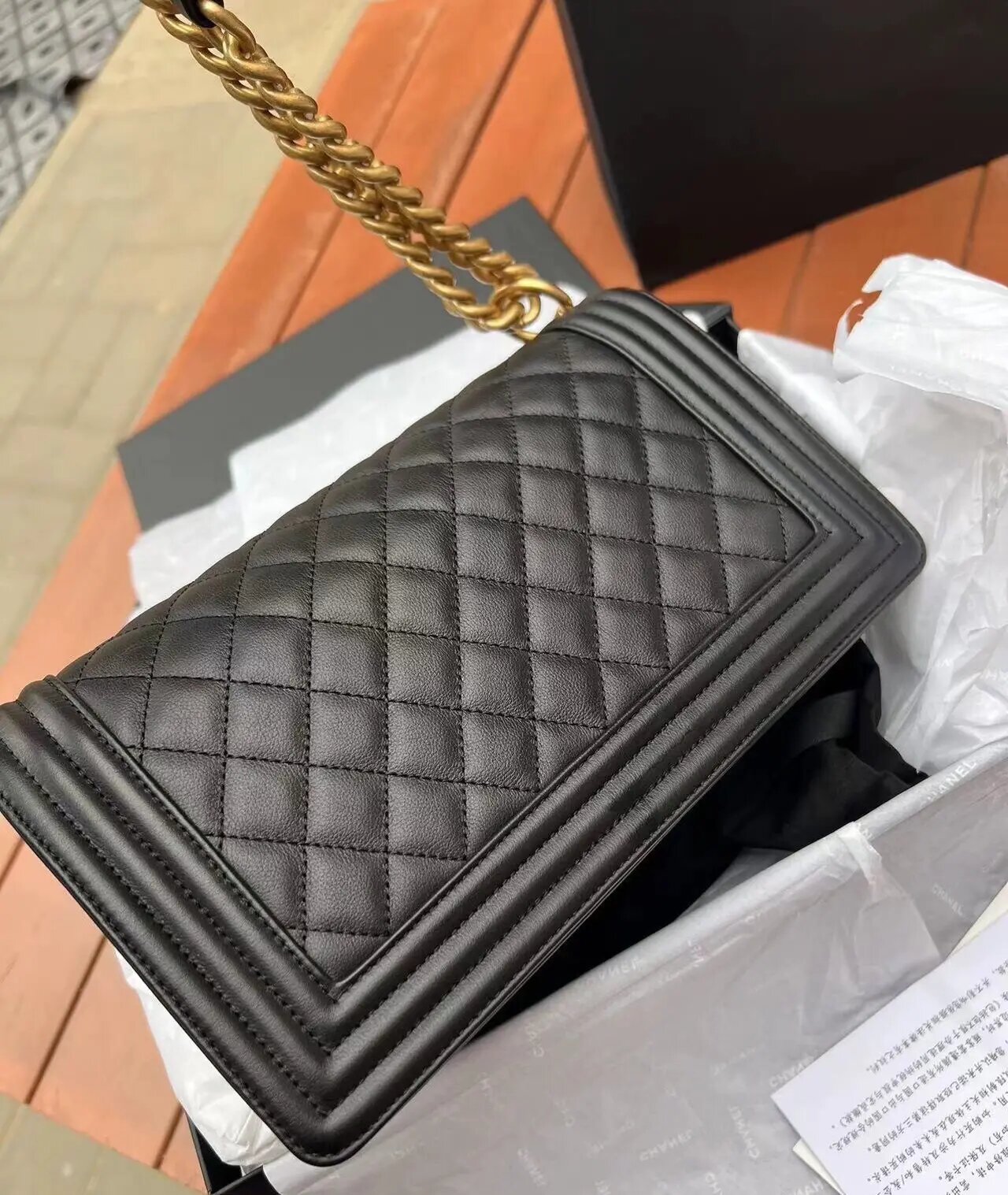 全新香奈儿chanel黑金leboy中号芯片款,2023 全新香奈儿chanel黑金