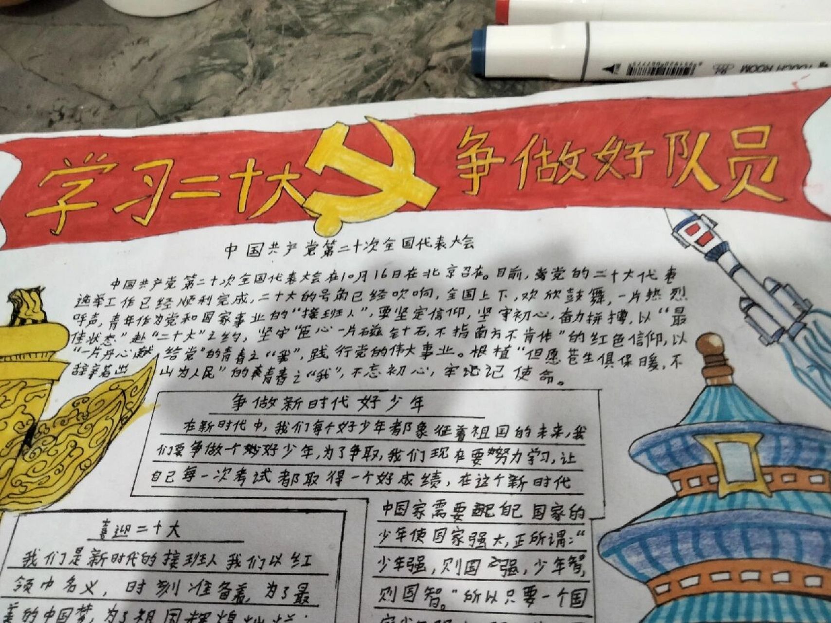 学习二十大,争做好队员手抄报