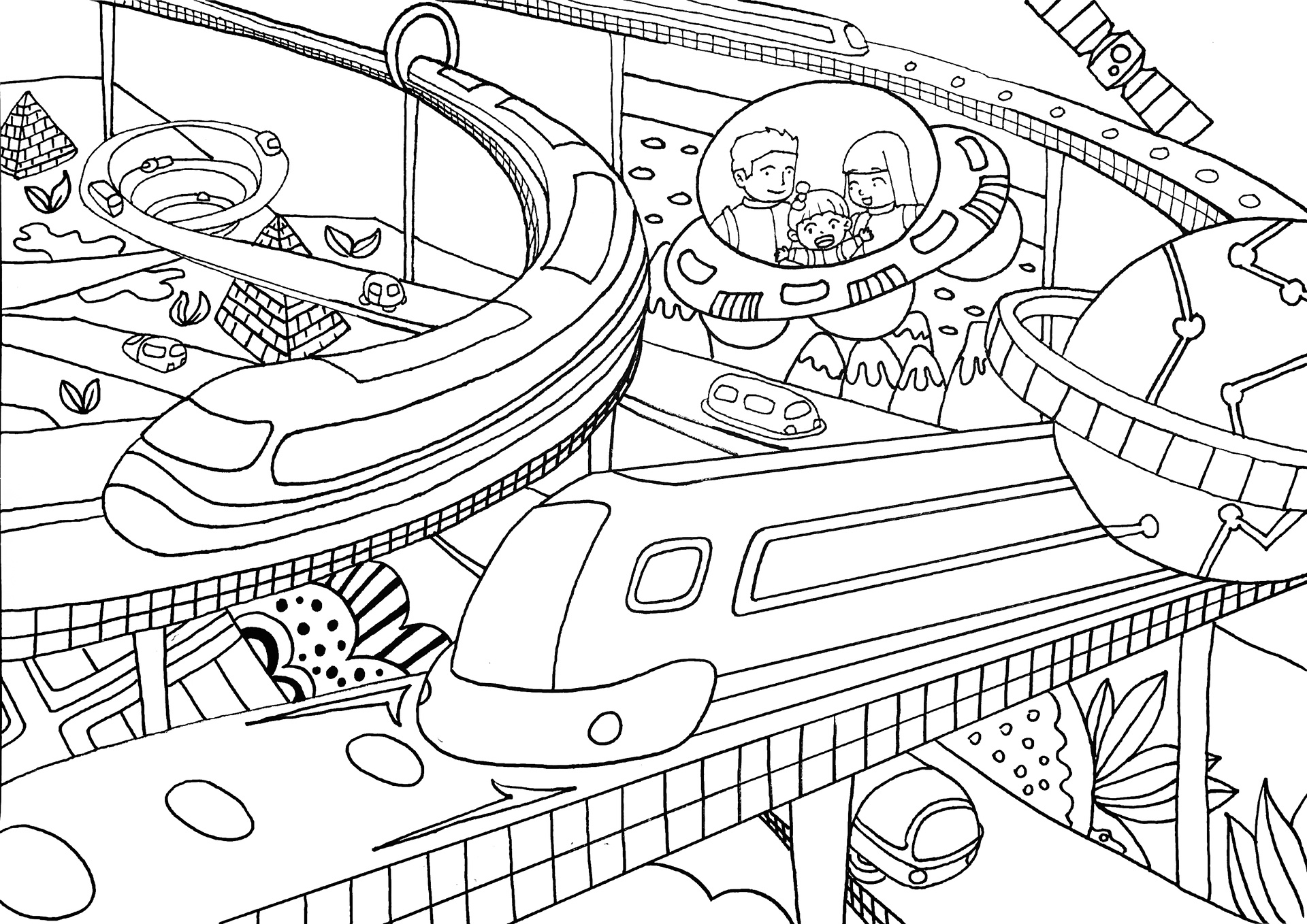 绘画素材 | 时空列车-科技儿童画步骤图