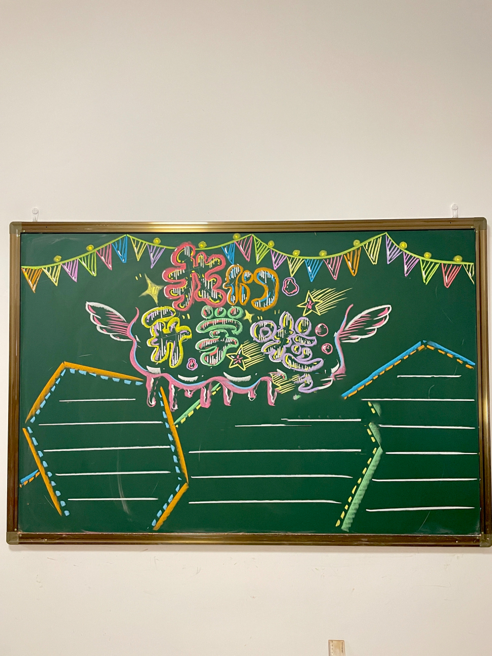 粉笔画(新学期黑板报) 是不是期待开学了呢