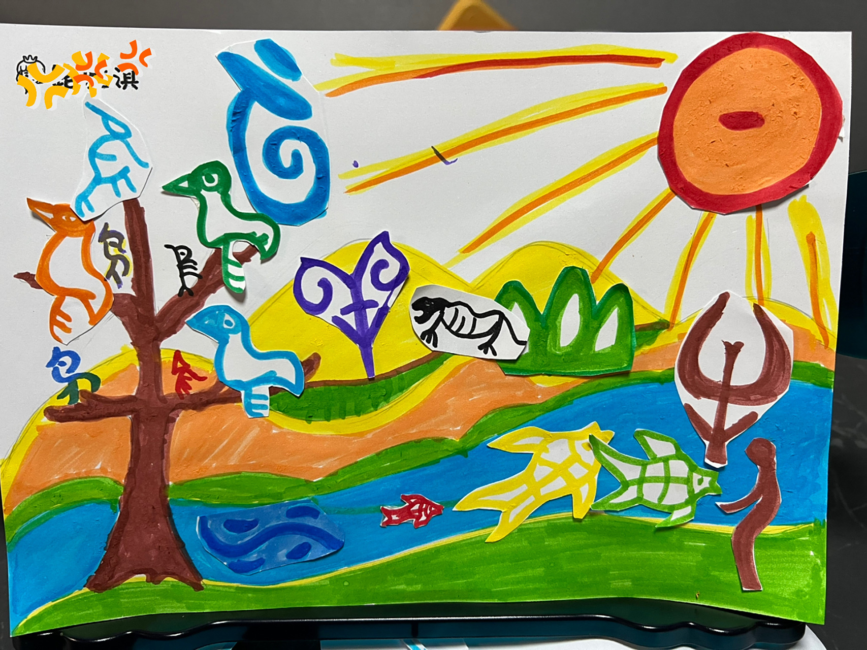 甲骨文画 幼儿园的作业,甲骨文画,翻着书找字,简简单单