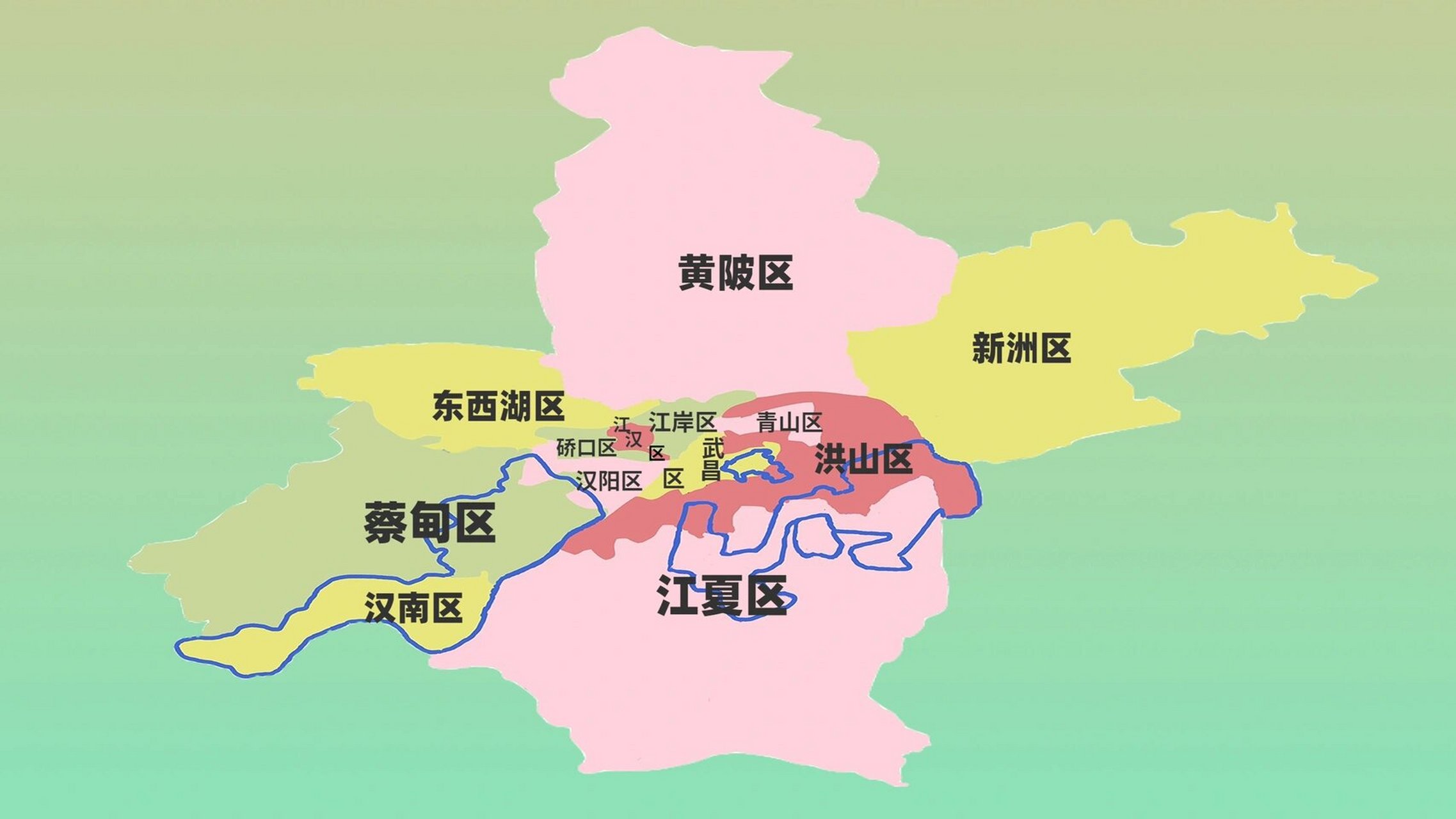 上篇发了武汉市行政地图,有们提出了一些武汉市的开发区,所以我在