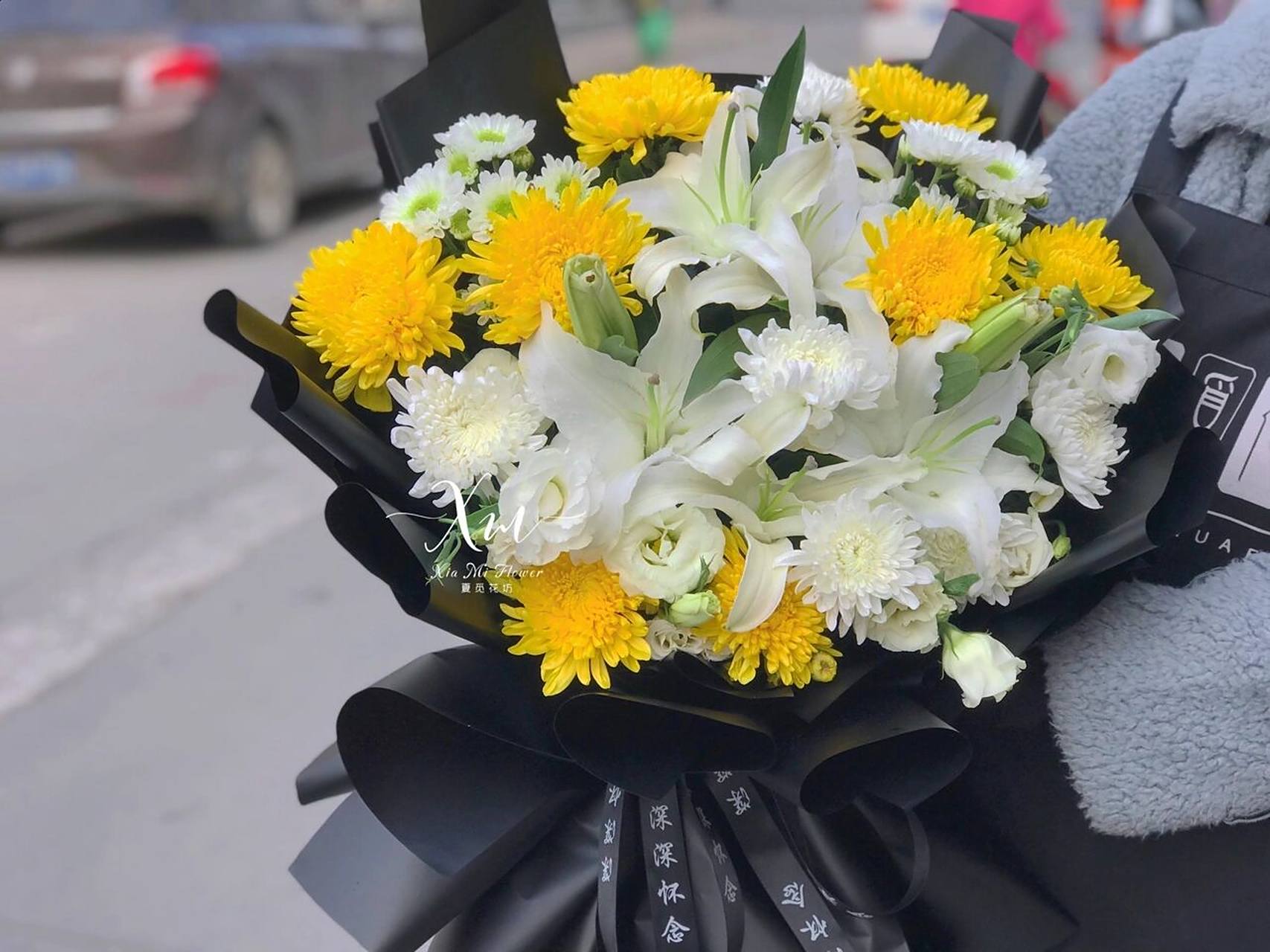 菊花花束#菊花祭奠 9797 以花寄相思,爱无止息; 清明用一束鲜花