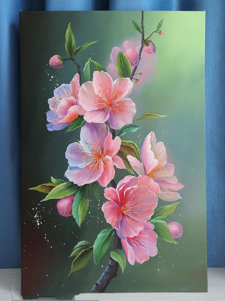 唯美的桃花 丙烯画   网课已出,喜欢可以学习哟!