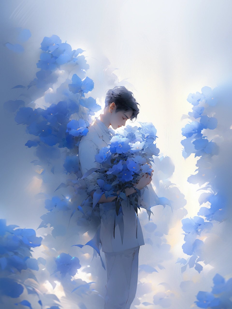 男生头像|雾霾蓝色系 |花与少年 "清喜于时光 安稳于日常.